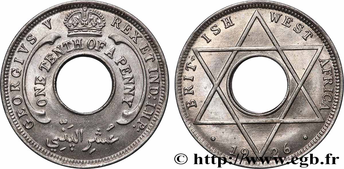 AFRIQUE OCCIDENTALE BRITANNIQUE 1/10 Penny Georges V 1926 Londres SPL 