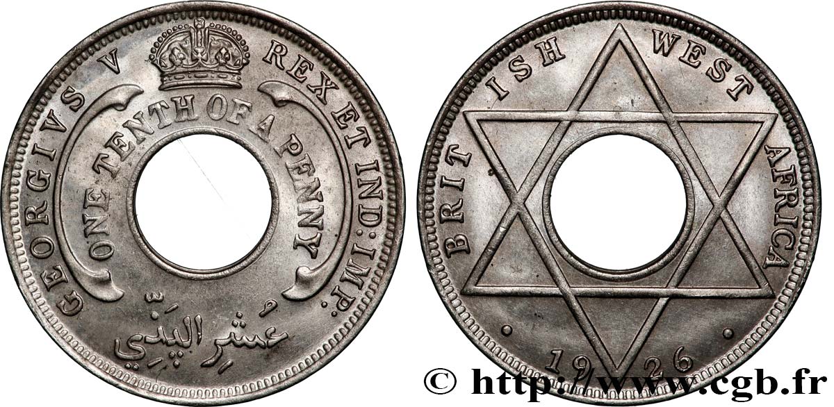 AFRIQUE OCCIDENTALE BRITANNIQUE 1/10 Penny Georges V 1926 Londres SPL 
