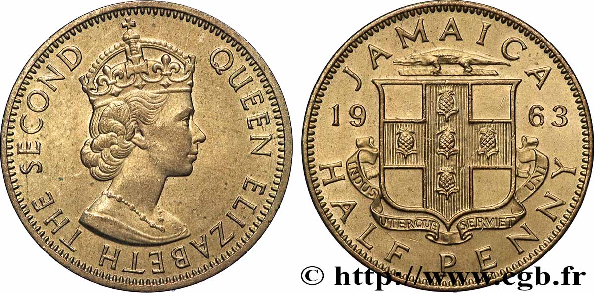 GIAMAICA 1/2 Penny Elizabeth II 1966 Londres SPL 