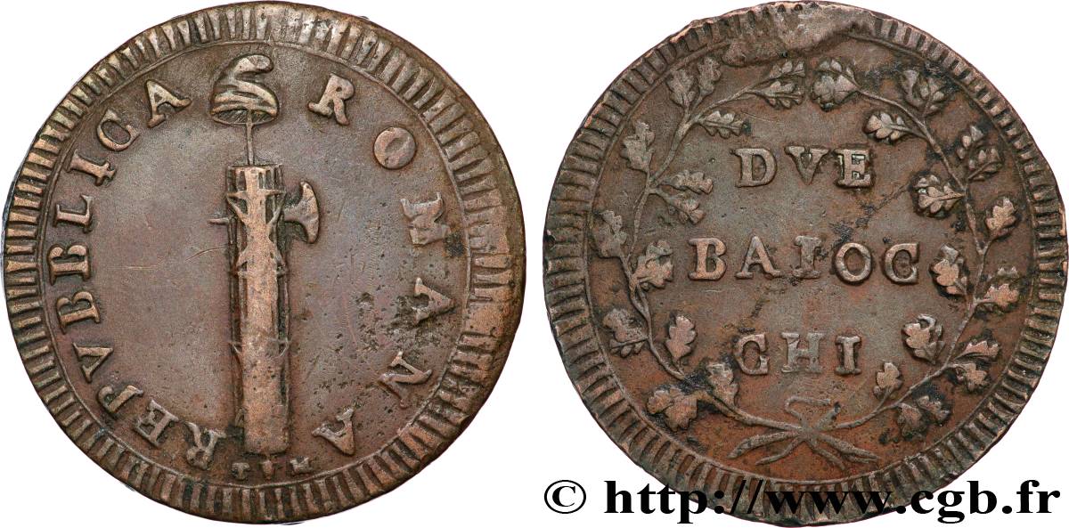 ITALIE - RÉPUBLIQUE ROMAINE 2 Baiocchi N.D. Rome TTB 