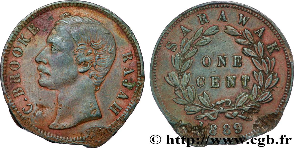 SARAWAK 1 Cent Sarawak Rajah J. Brooke 1889  MBC 