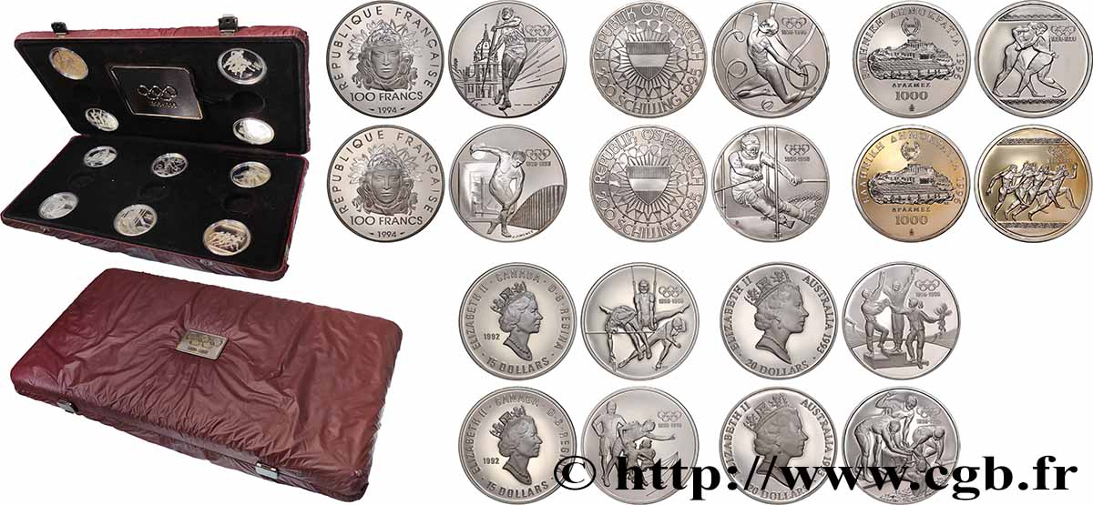 LOTS DE MONNAIES DU MONDE Coffret Jeux Olympique d’Atlanta 1996 1992-1996  FDC 