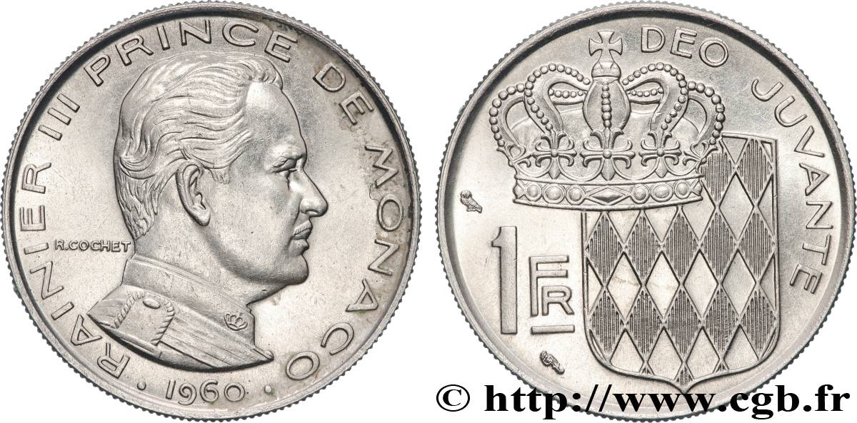MONACO 1 Franc Rainier III 1960 Paris SUP 