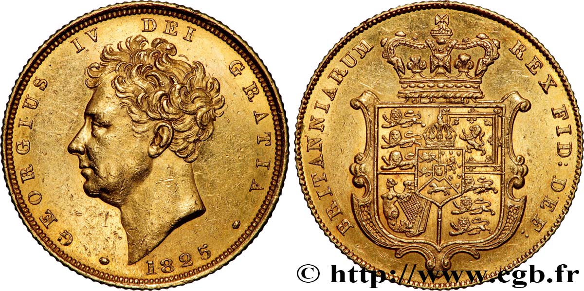 GRANDE-BRETAGNE - GEORGES IV Souverain 1825 Londres SUP 