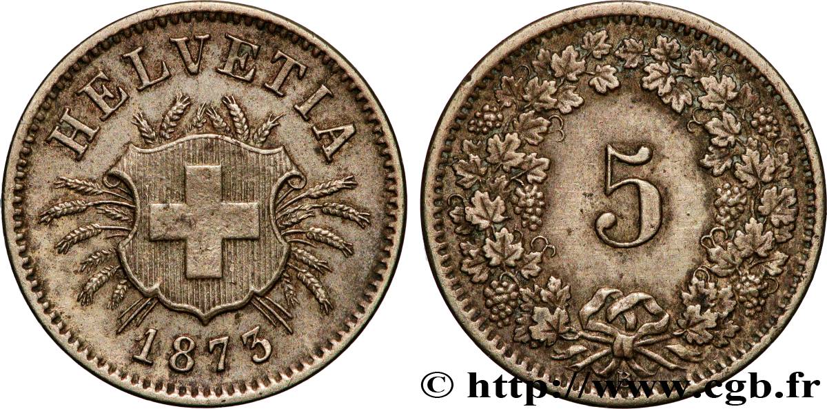 SUIZA 5 Centimes (Rappen) 1873 Berne MBC+ 