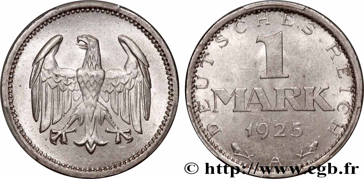 ALLEMAGNE 1 Mark aigle 1925 Berlin SPL63 PCGS