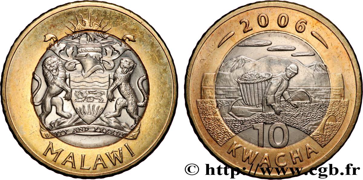 MALAWI 10 Kwacha emblème / scène agricole 2006  MS 