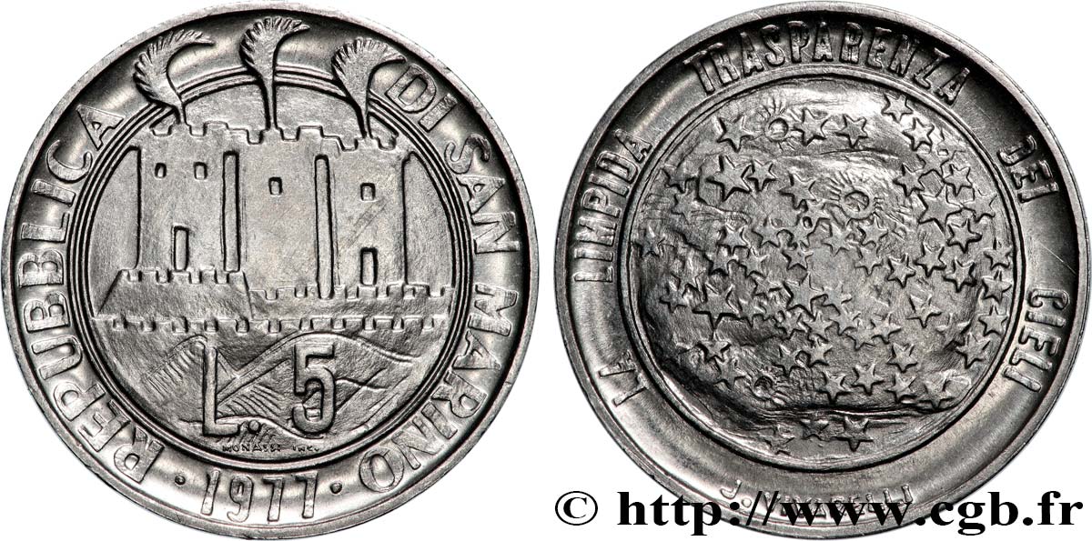 SAN MARINO 50 Lire Protection de la Nature 1977 Rome - R MS 