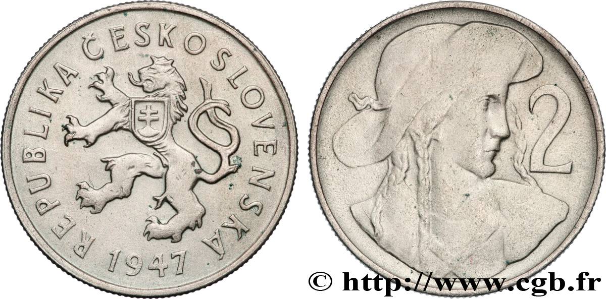 CZECHOSLOVAKIA 2 Koruny Juraj Jánošík 1947 Kremnica XF 