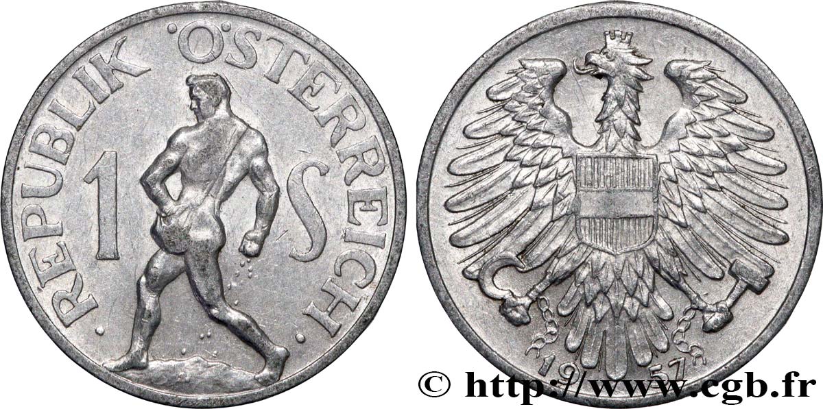 AUTRICHE 1 Schilling aigle / semeur 1957 Vienne TTB 