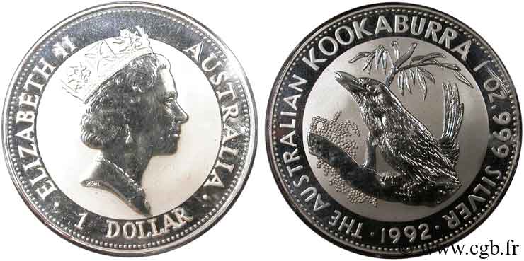 AUSTRALIEN 1 Dollar BE Kookaburra / Elisabeth II 1992  ST 