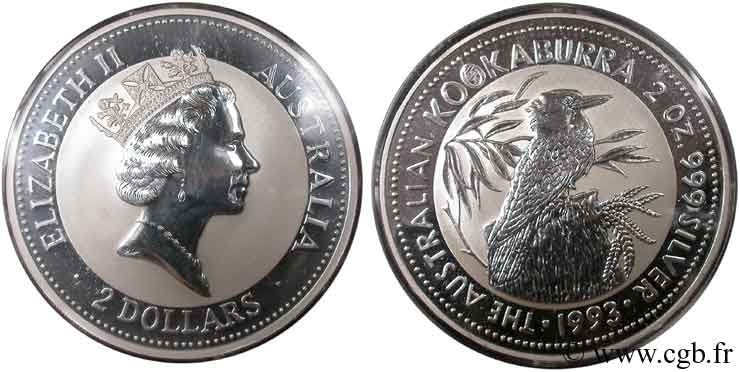 AUSTRALIA 2 Dollars BE Kookaburra / Elisabeth II 1993  MS 