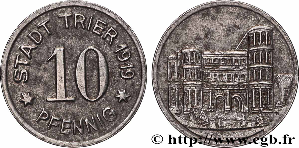 GERMANY - Notgeld 10 Pfennig Trèves (Trier) 1919  XF 