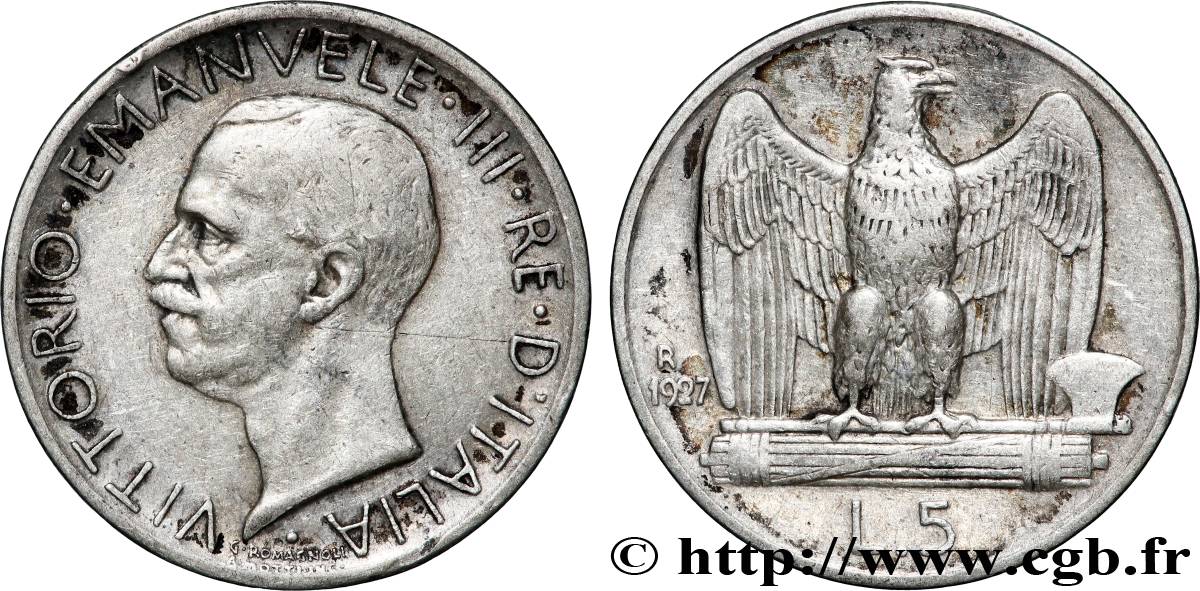 ITALIEN 5 Lire Victor Emmanuel III 1927 Rome - R fSS 