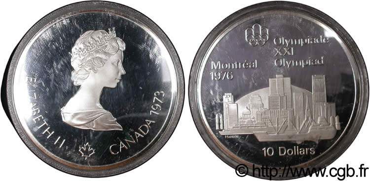 CANADá
 10 Dollars Proof JO Montréal 1976 “skyline” de Montréal / Elisabeth II 1973  FDC 