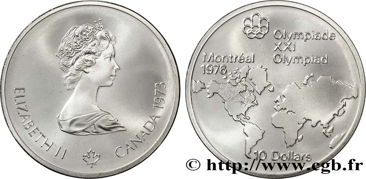CANADA 10 Dollars JO Montréal 1976 carte du Monde 1973  MS 