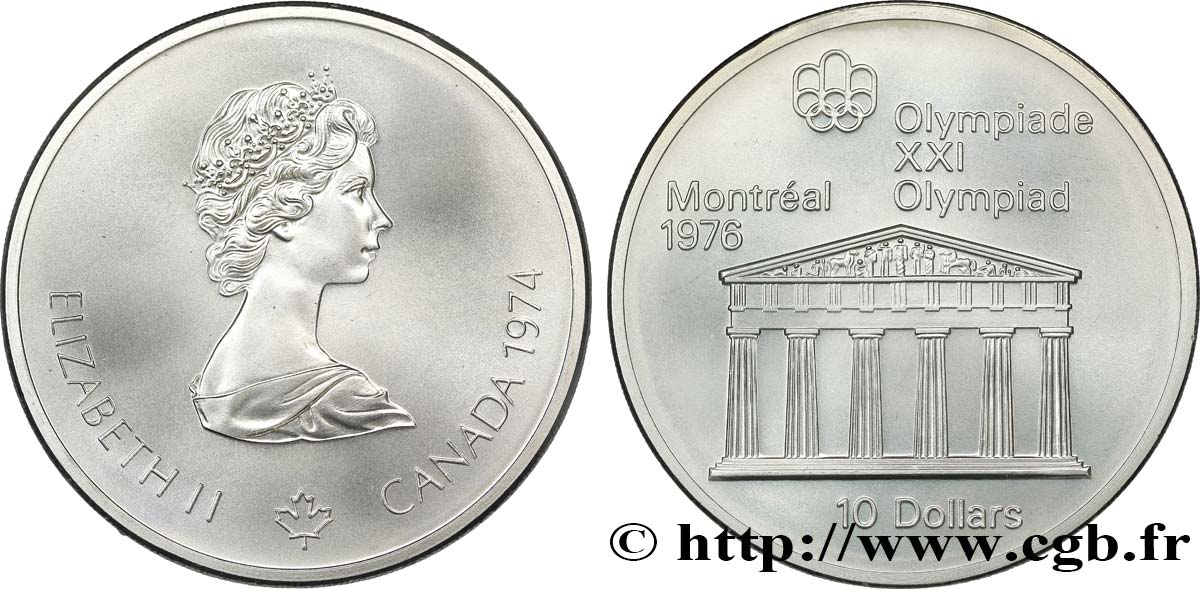 CANADá
 10 Dollars JO Montréal 1976 temple de Zeus 1974  FDC 