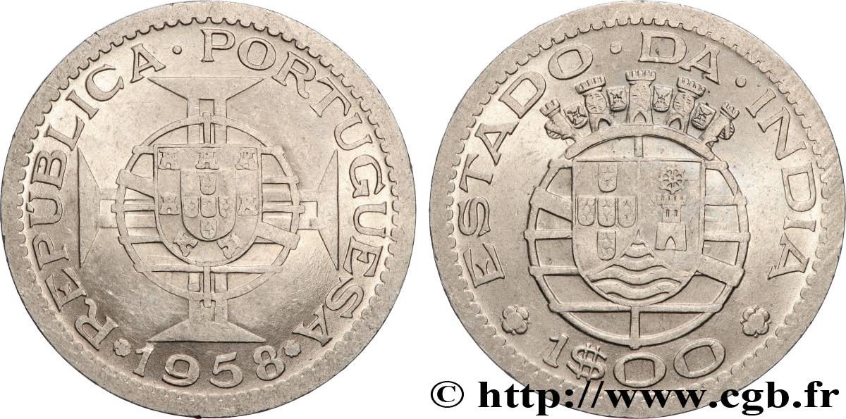 INDE PORTUGAISE 1 Escudo État portugais de l Inde 1958 Lisbonne SUP 
