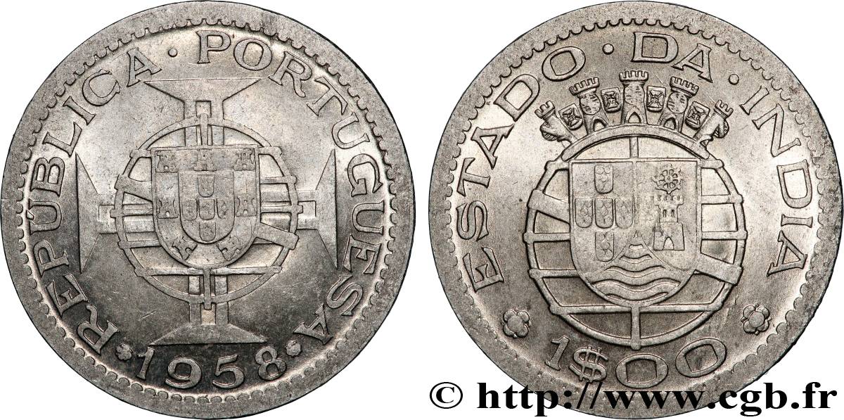 INDE PORTUGAISE 1 Escudo État portugais de l&nbsp;Inde 1958 Lisbonne SUP 