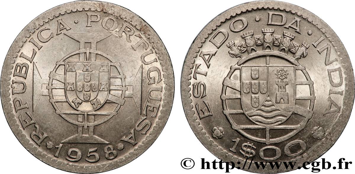 INDIA PORTUGUESA 1 Escudo État portugais de l Inde 1958 Lisbonne EBC 