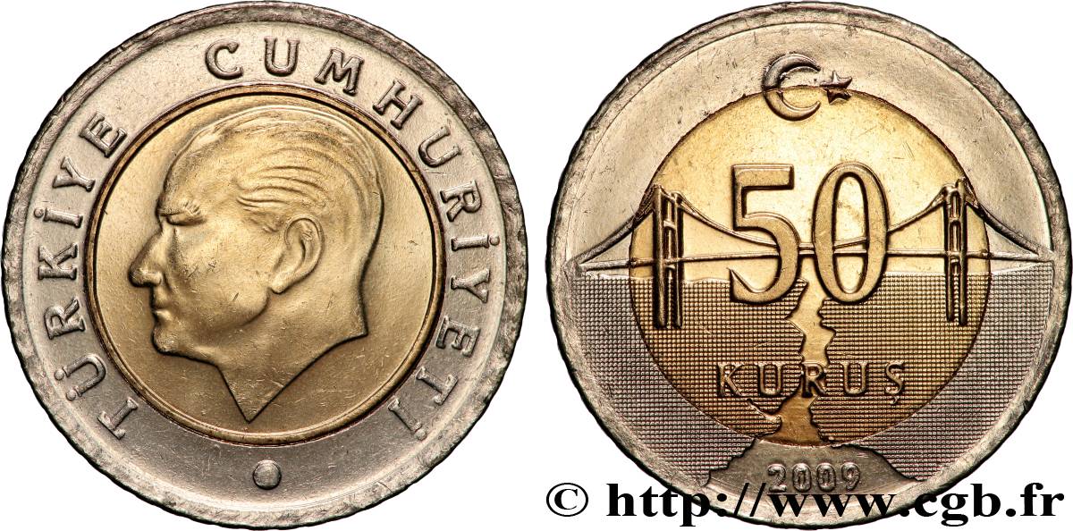 TURKEY 50 Yeni Kurus Kemal Ataturk / pont 2009 Istanbul MS 