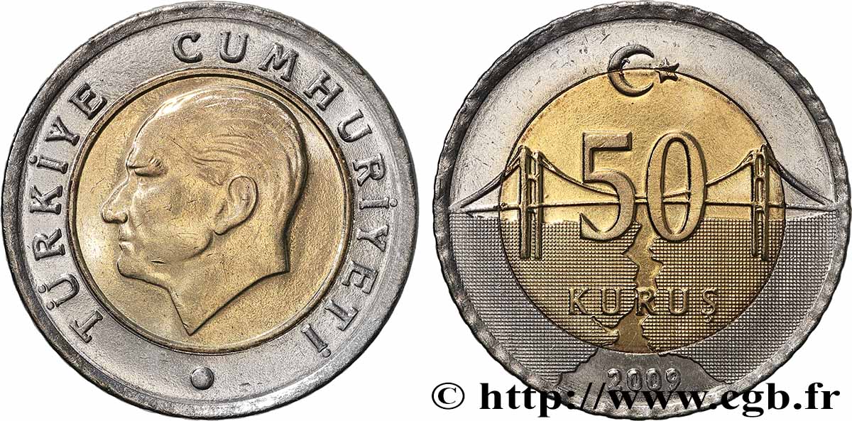 TURKEY 50 Yeni Kurus Kemal Ataturk / pont 2009 Istanbul MS 