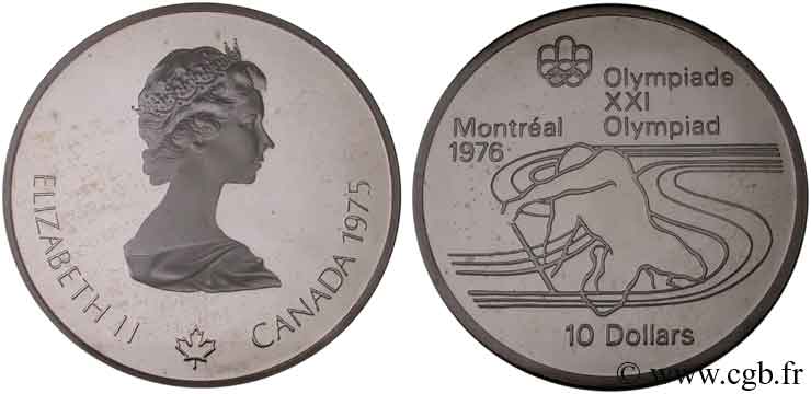 CANADA 10 Dollars Proof JO Montréal 1976 canoë / Elisabeth II 1975  MS 