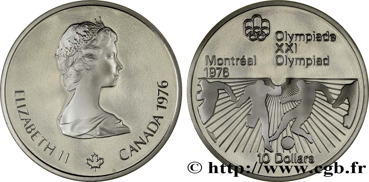 KANADA 10 Dollars Proof JO Montréal 1976 football 1976  ST 