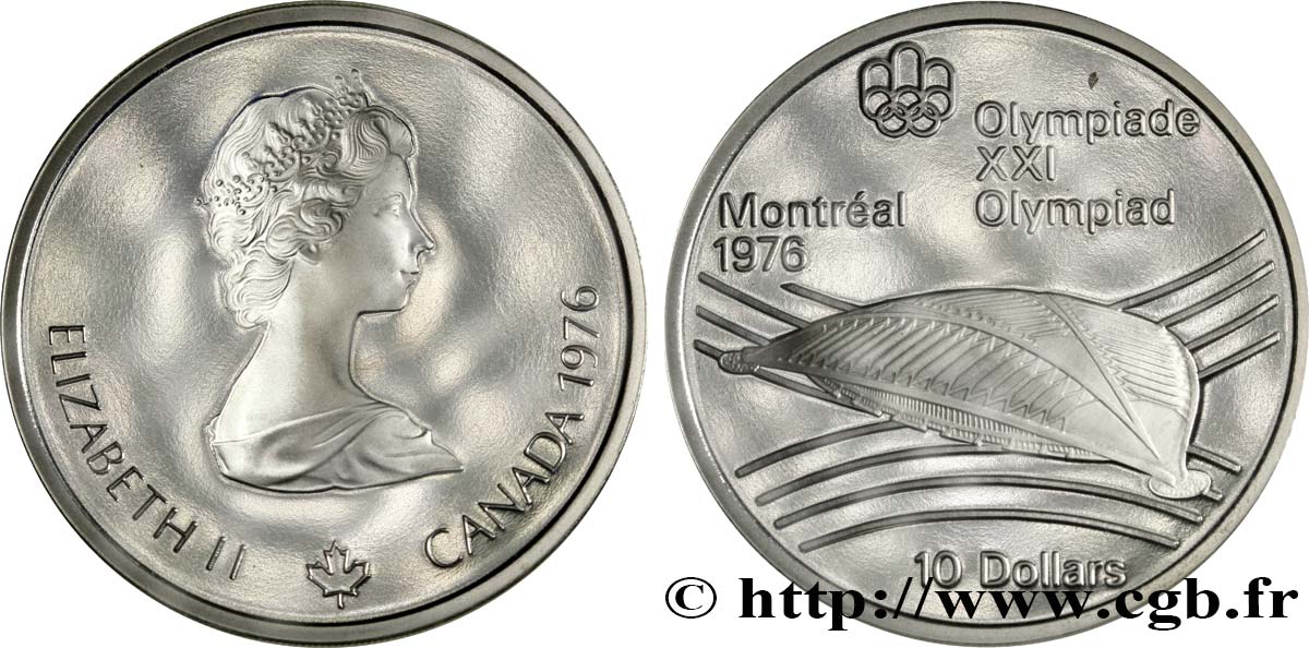 CANADá
 10 Dollars Proof JO Montréal 1976 vélodrome olympique 1976  FDC 