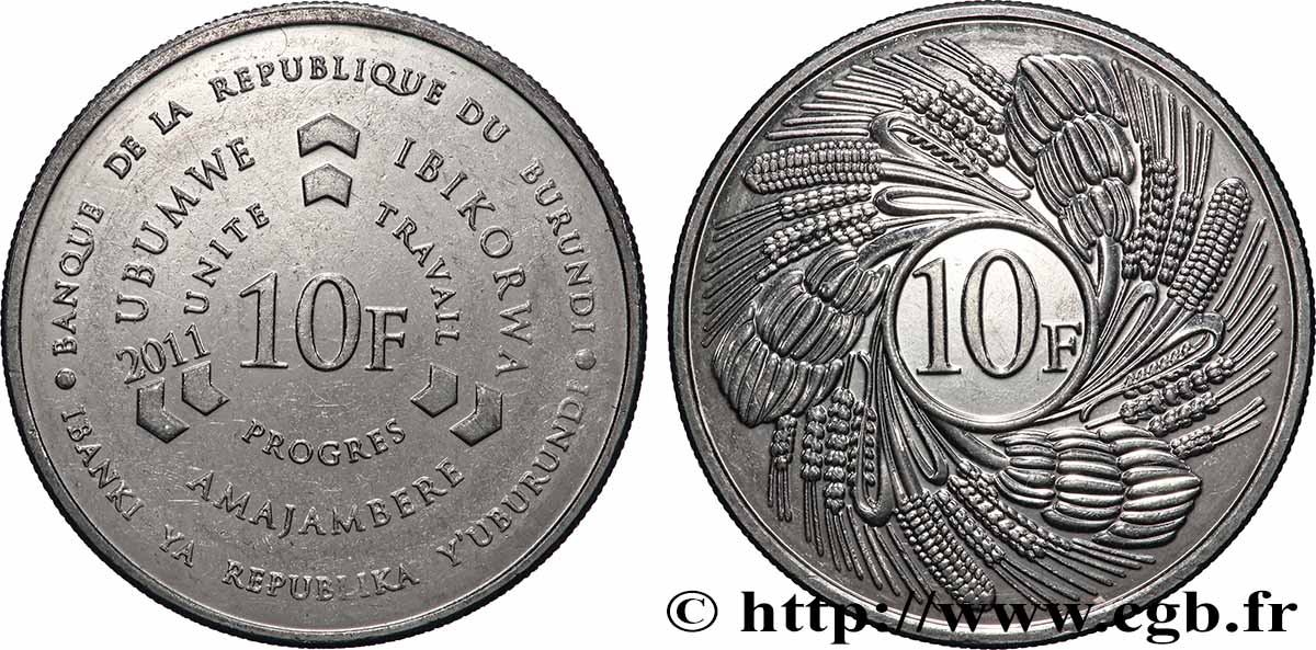 BURUNDI 10 Francs 2011  SUP 