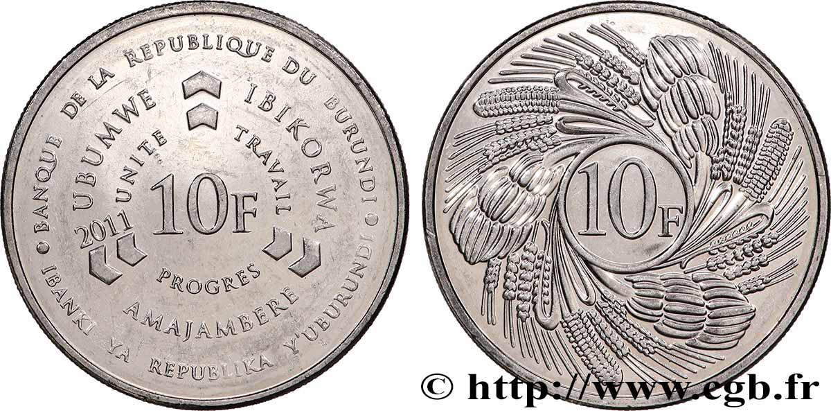 BURUNDI 10 Francs 2011  VZ 