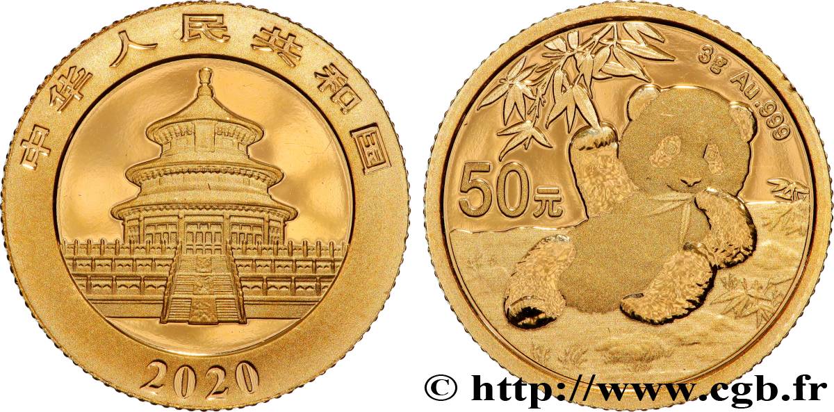 OR, PALLADIUM ET PLATINE INVESTISSEMENT 50 Yuan Proof Panda 2020 
