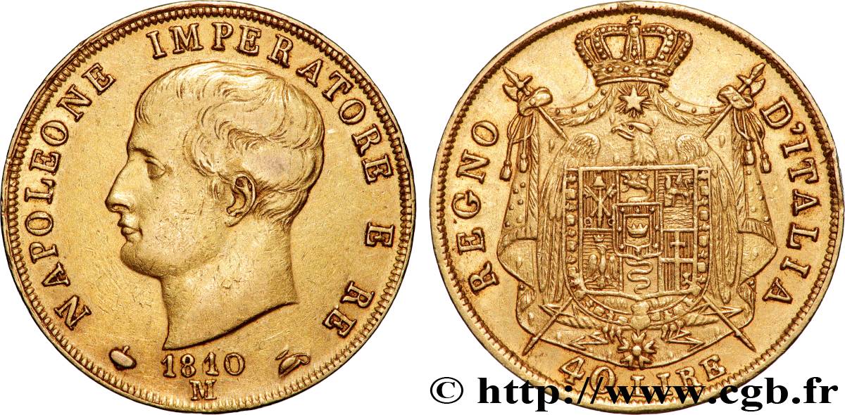 OR, PALLADIUM ET PLATINE INVESTISSEMENT 40 Lire 1810 Milan TTB/TTB+ 
