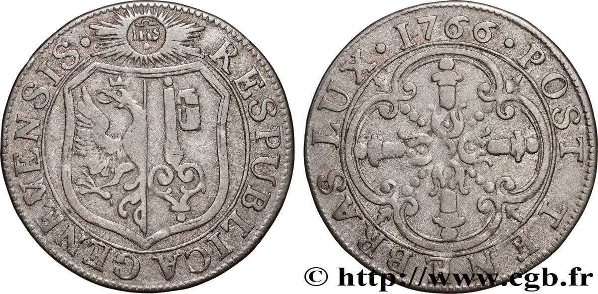 SWITZERLAND - REPUBLIC OF GENEVA 3 Sols - République de Genève 1766 Genève VF 