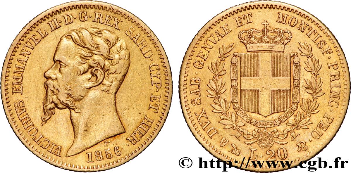 GOLD-, PALLADIUM- UND PLATIN-INVESTITIONEN 20 Lire  1856 Gênes SS 
