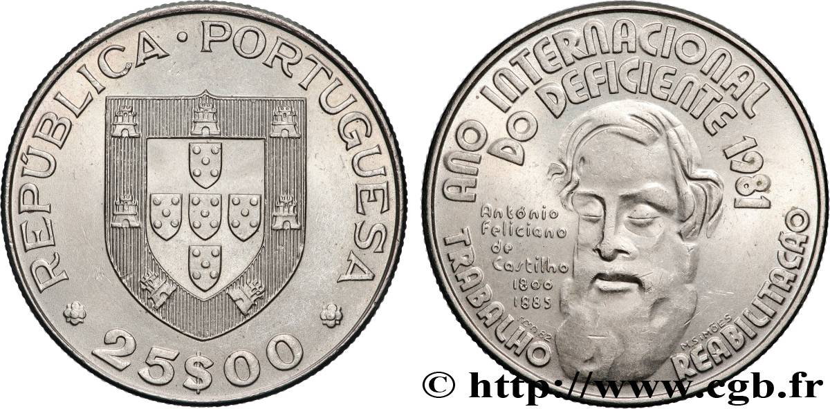 PORTUGAL 25 Escudos année internationale des handicapés 1981 Lisbonne MS 