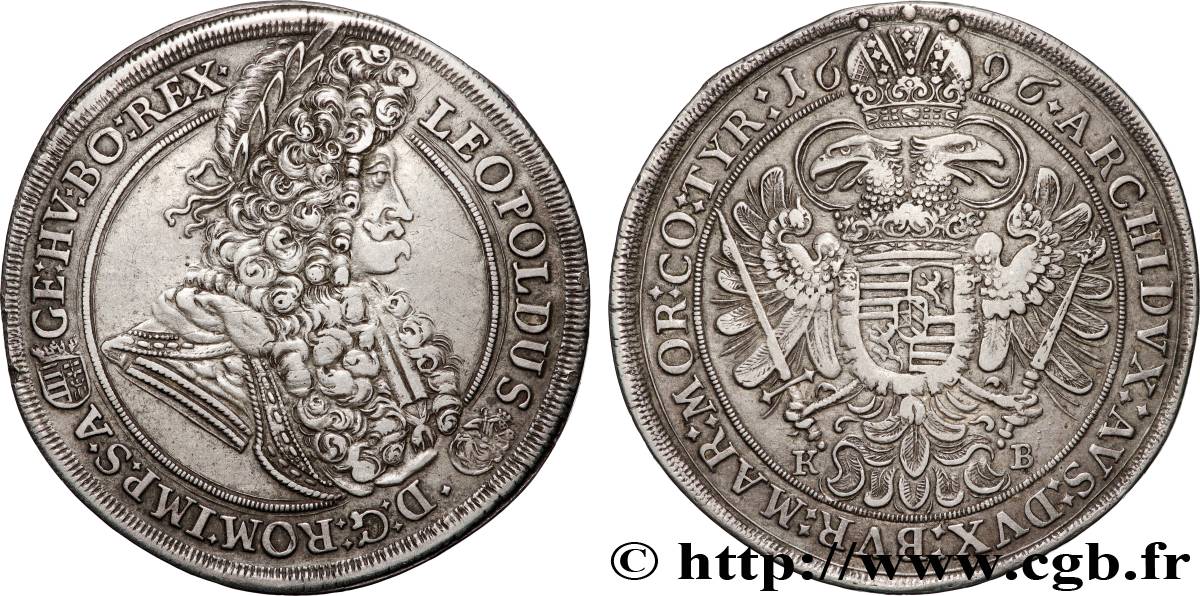 HUNGRÍA - REINO DE HUNGRÍA - LEOPOLDO I Thaler 1696 Kremnitz MBC+ 
