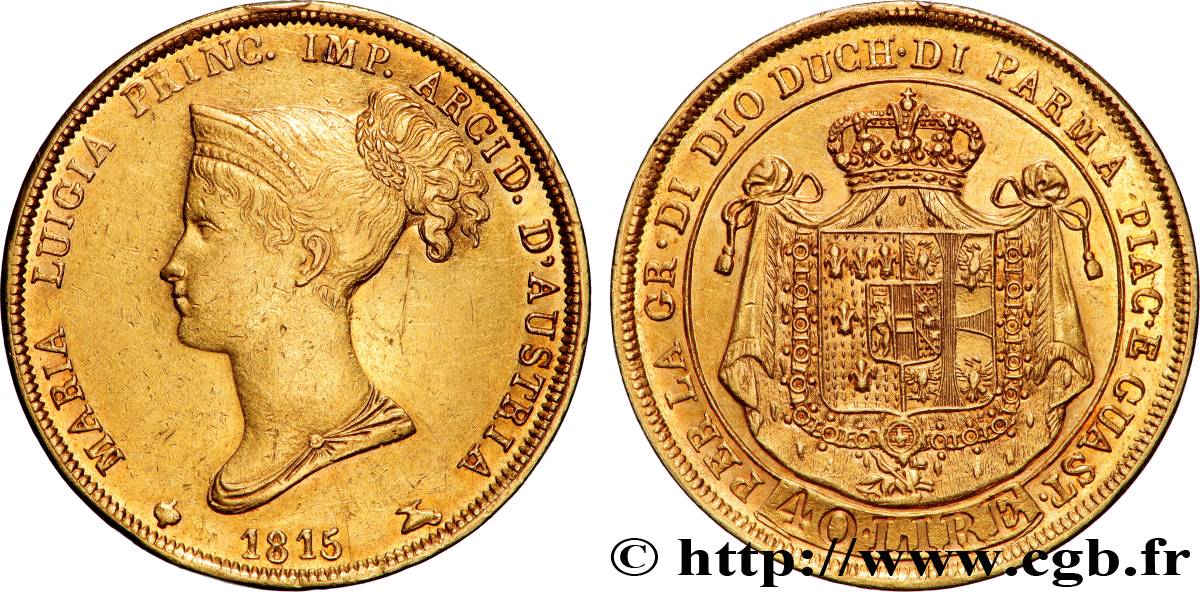 ITALIE - DUCHÉ DE PARME DE PLAISANCE ET DE GUASTALLA - MARIE-LOUISE D AUTRICHE 40 Lire 1815 Milan TTB/TTB+ 