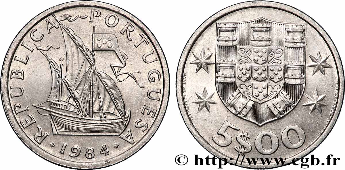 PORTUGAL 5 Escudos 1984 Lisbonne SC 