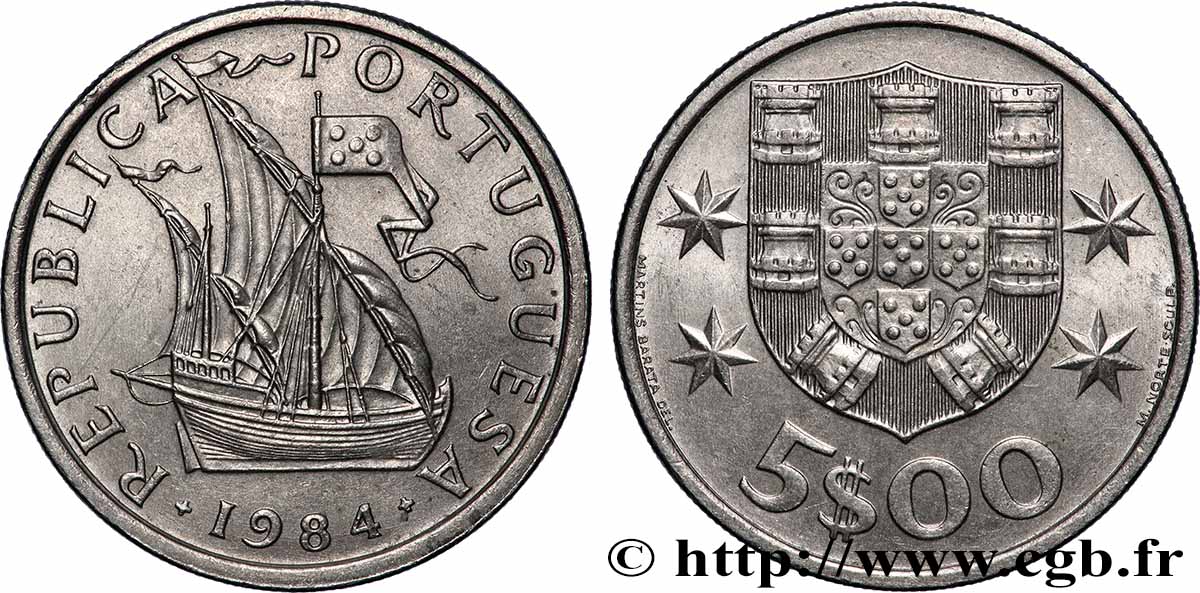 PORTUGAL 5 Escudos 1984 Lisbonne MS 