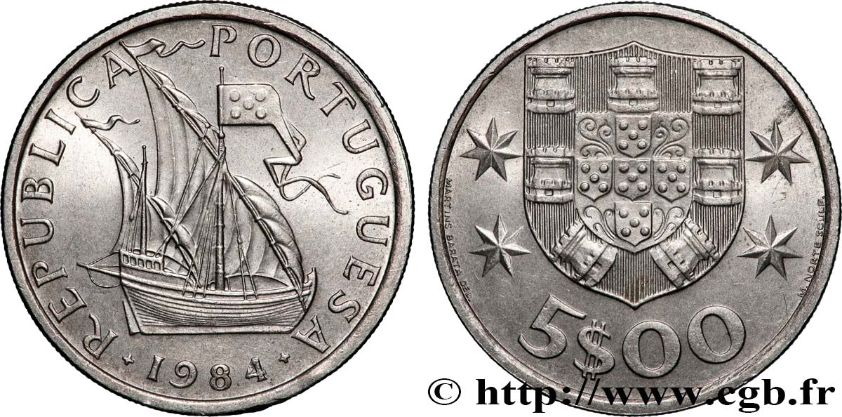PORTUGAL 5 Escudos 1984 Lisbonne SPL 