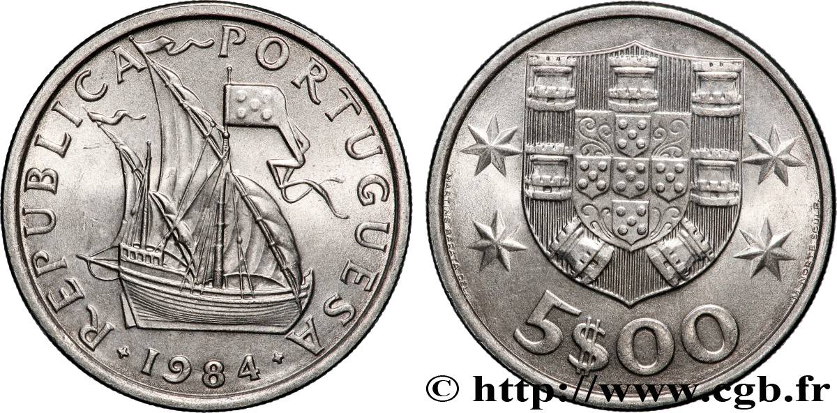 PORTUGAL 5 Escudos 1984 Lisbonne MS 