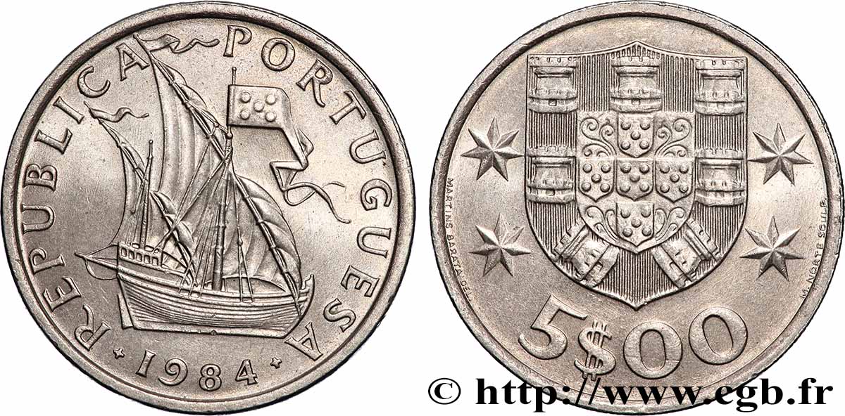 PORTUGAL 5 Escudos 1984 Lisbonne fST 