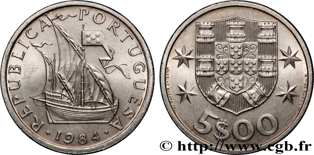 PORTUGAL 5 Escudos 1984 Lisbonne MS 