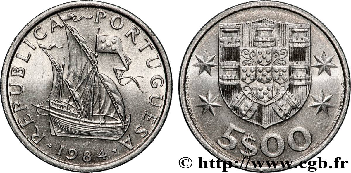 PORTUGAL 5 Escudos 1984 Lisbonne MS 