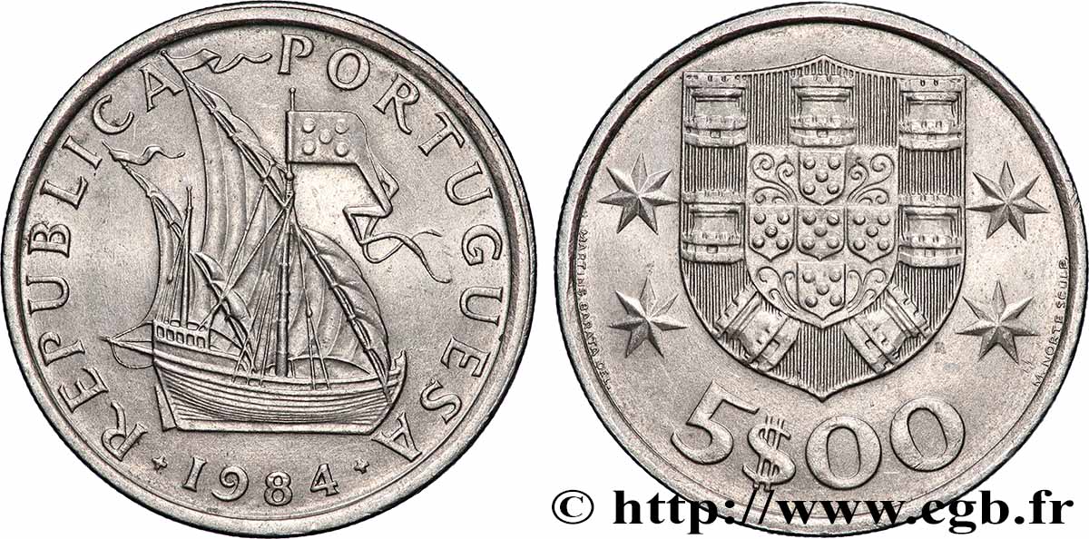 PORTUGAL 5 Escudos 1984 Lisbonne SPL 