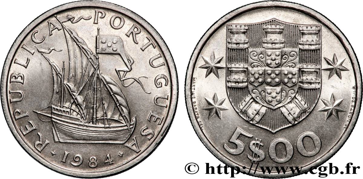 PORTUGAL 5 Escudos 1984 Lisbonne SPL 