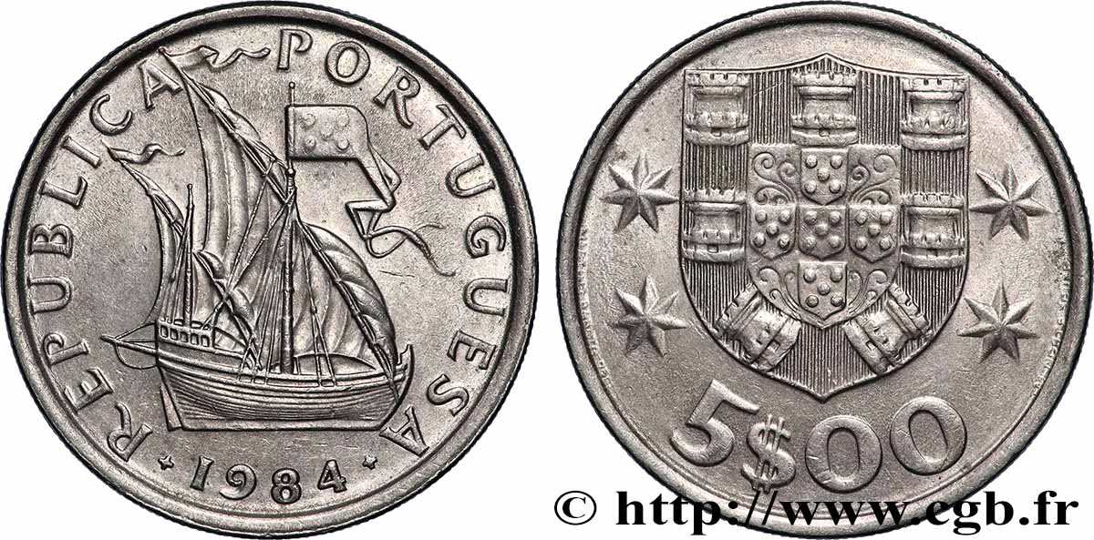 PORTUGAL 5 Escudos 1984 Lisbonne SUP 