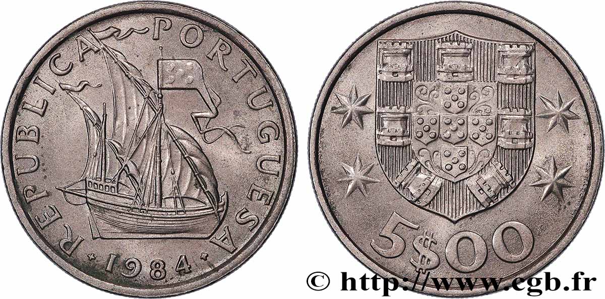 PORTUGAL 5 Escudos 1984 Lisbonne SUP 