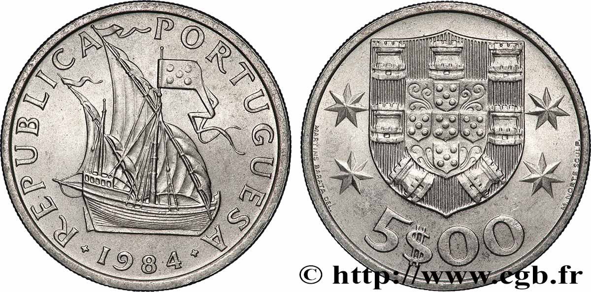 PORTUGAL 5 Escudos 1984 Lisbonne SUP 